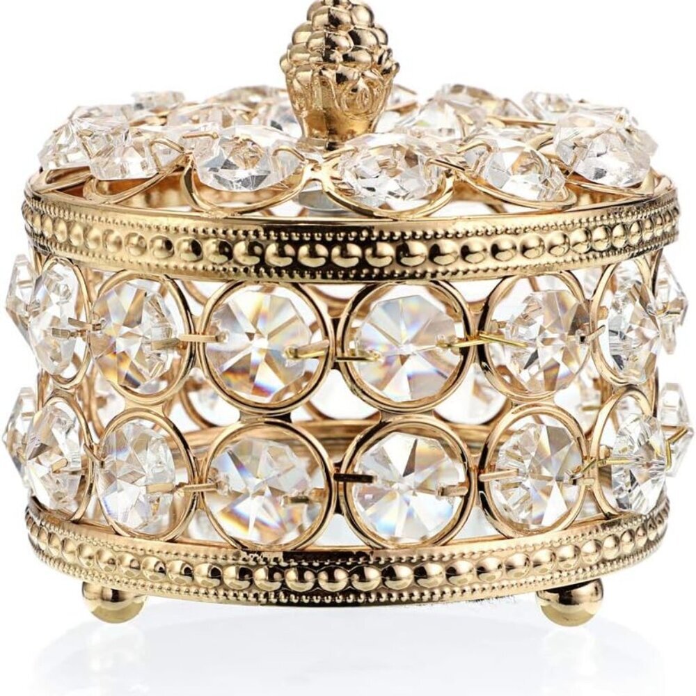Crystal Mirrored Jewelry Box Jewelry Trinket Organizer Box Home Decor Ring Earri